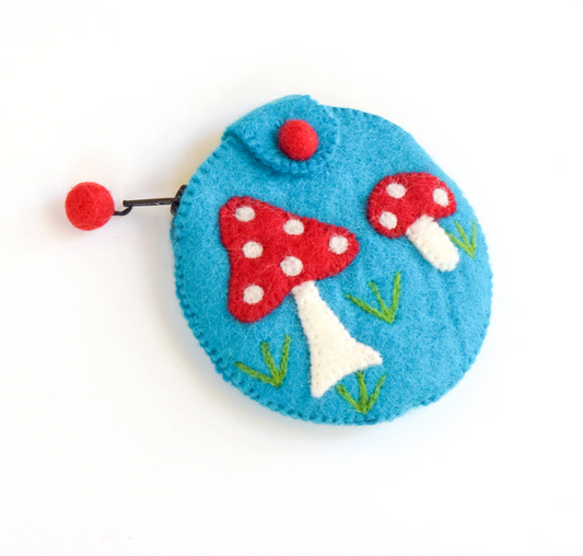 Blue Mushroom Purse