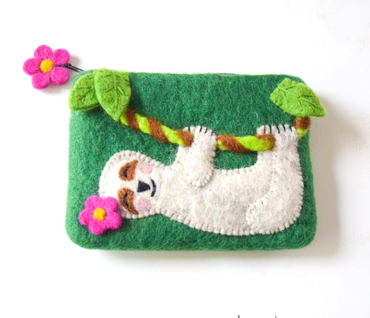 Felt Happy Sloth Purse