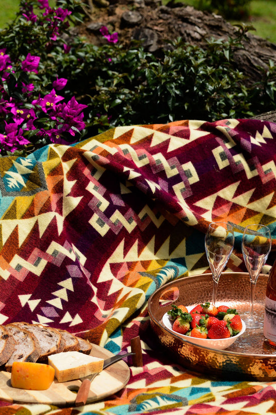 Alpaca Native Blanket Chimborazo Pink Woolen Design