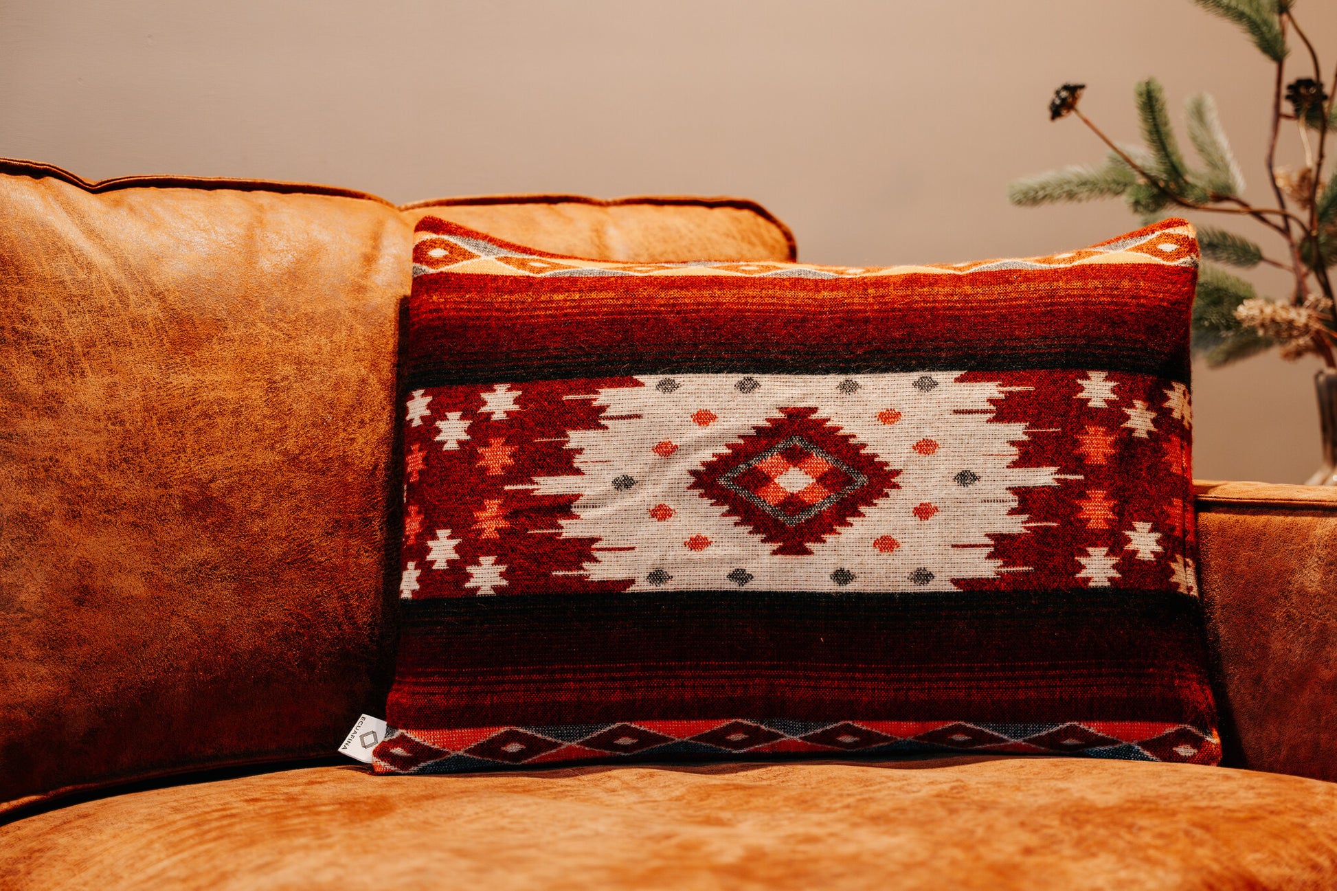 Alpaca Pillow COVER ONLY - Quilotoa  Red - 40x60cm