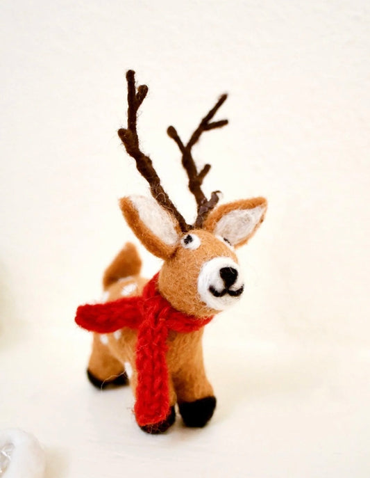 Felt Reindeer with Red Scarf Toy