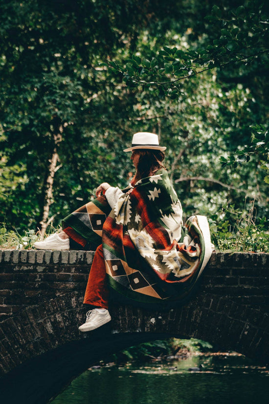 Wool Green Alpaca Native Blanket