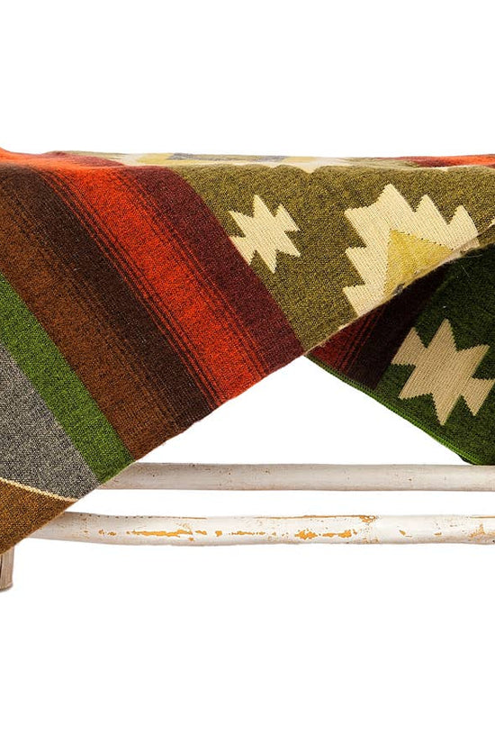 Handmade Alpaca Green Wool Native Blanket