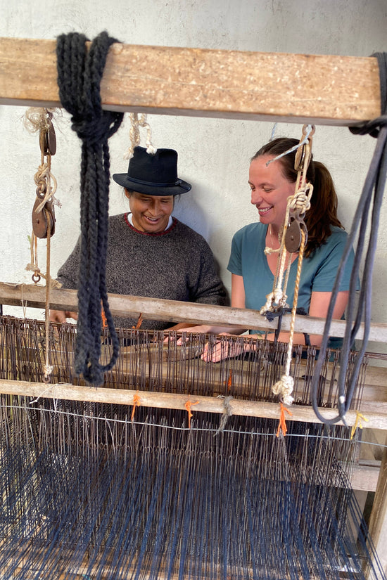 Weaving workshop with wooden frame