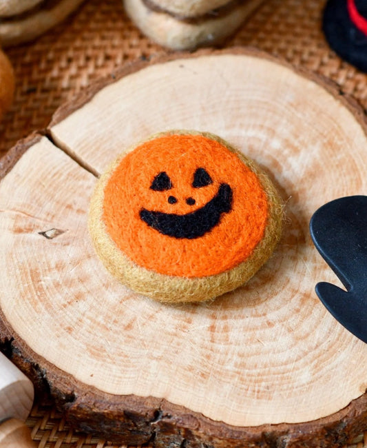 Handmade Felt Orange Halloween Cookie Toy