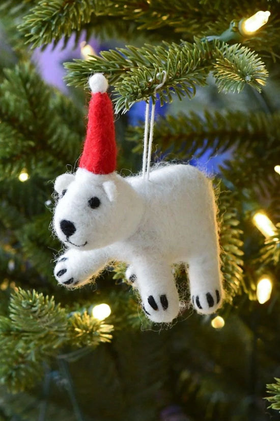 Handcrafted Hanging Polar Bear Christmas