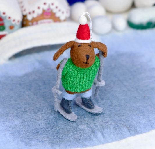 Hanging Christmas Skiing Dog