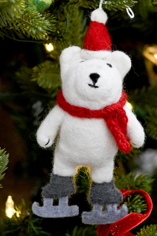 White Christmas Bear with Ice Skates