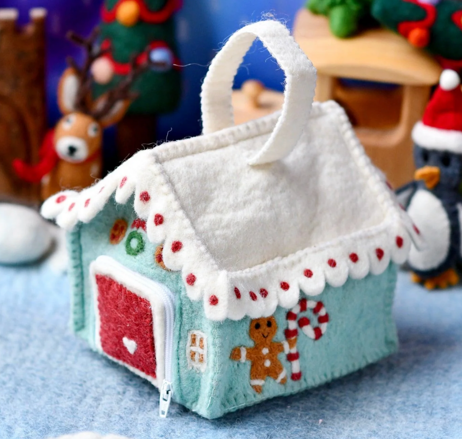Christmas Gingerbread House- Blue Bag