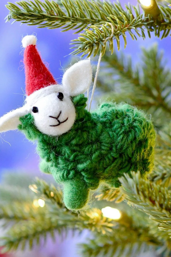 Felt Green Christmas Sheep Ornament
