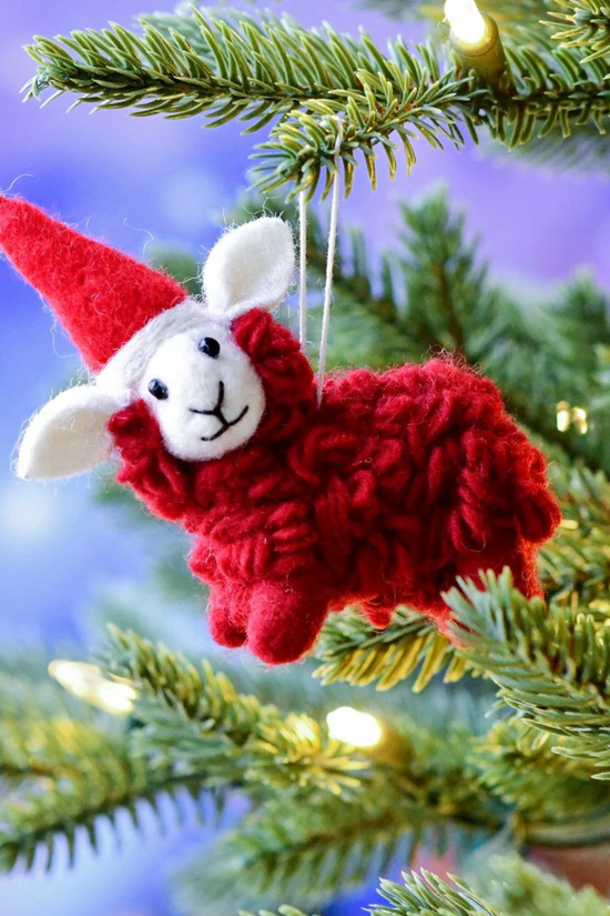 Felt Red Christmas Sheep Ornament