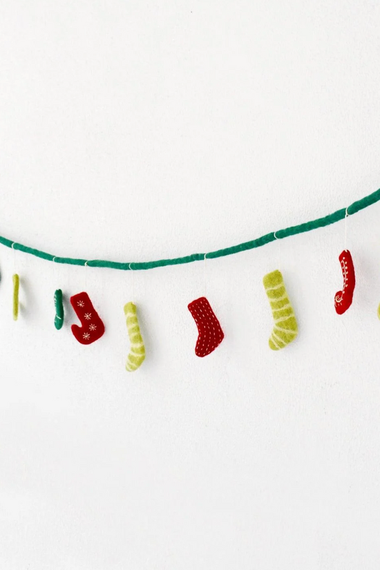 Wool Felt Christmas Stocking Garland