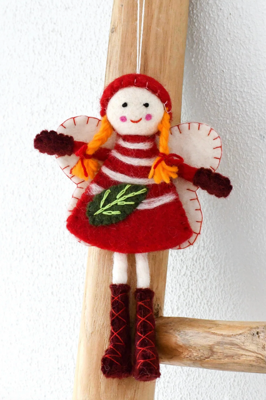 Felt Christmas Fairy with a Red Dress