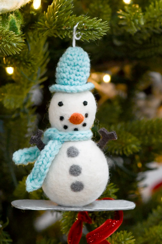 Felt snowman Christmas tree ornament