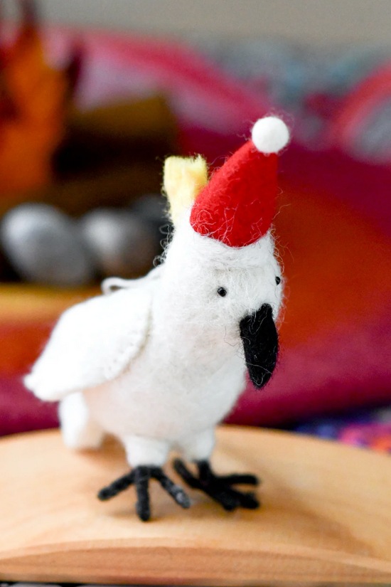 Wool Christmas Cockatoo Ornament