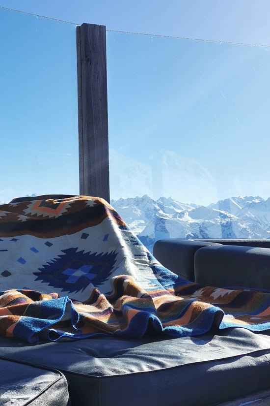 Mini Quilotoa Blue Alpaca Blanket