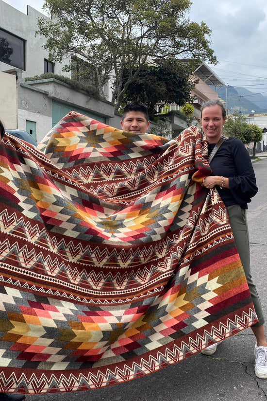 Handmade Antisana Orange Alpaca Blanket