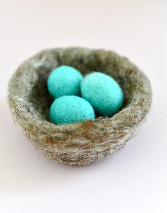 Felt Bird Nest with Three Eggs