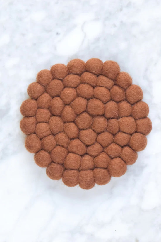 Brown Organic Wool Coasters 