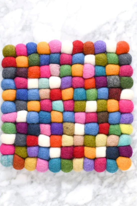 Organic Wool Colourful Square Trivet