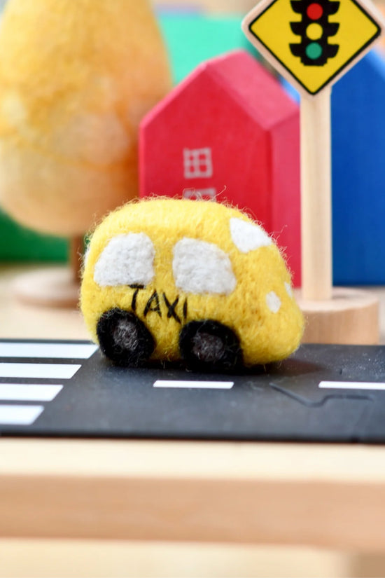 Handmade Felt Taxi Toy
