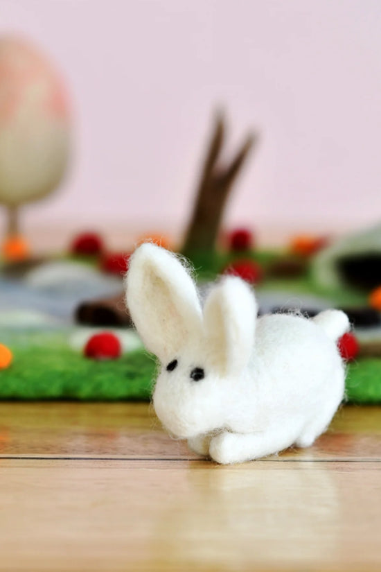 White Handmade Felt Rabbit