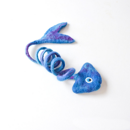 Colorful Blue Fish Spring Cat Play Toy