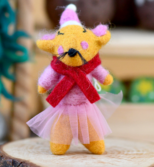 Organic Felt Christmas Mouse Girl