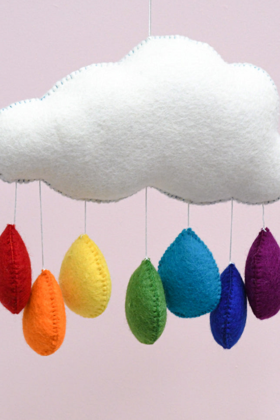 Large Felt Rainbow Cloud Mobile