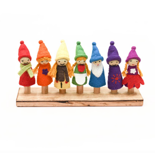 Finger Puppets - Colourful Rainbow Gnomes