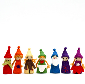 Finger Puppets - Colourful Rainbow Gnomes