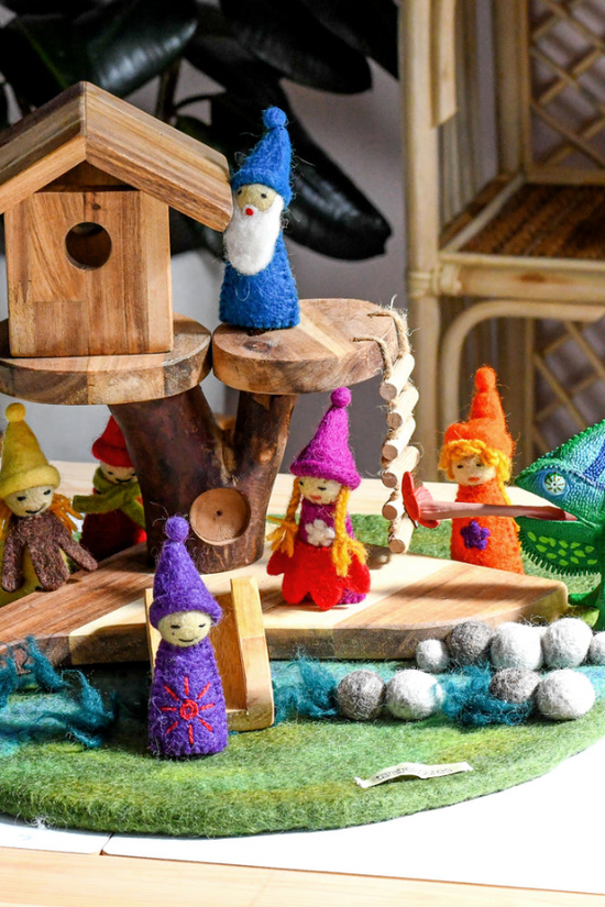 Handmade Rainbow Gnome Finger Puppets
