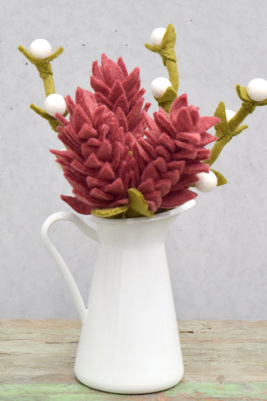 Handmade Pink Alpinias Billy Buttons Flower Bouquet