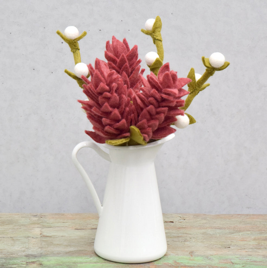 Handmade Pink Alpinias Billy Buttons Flower Bouquet