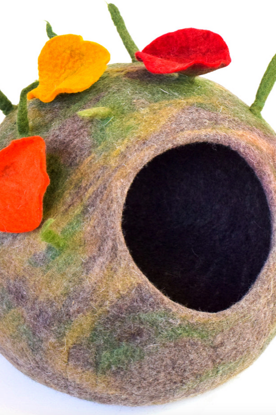 Wool Hand-Felted Green Forest Cave