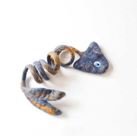 Grey Fish Spring Cat Toy