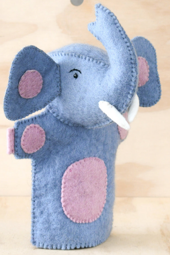 Cute Blue Elephant Hand Puppet