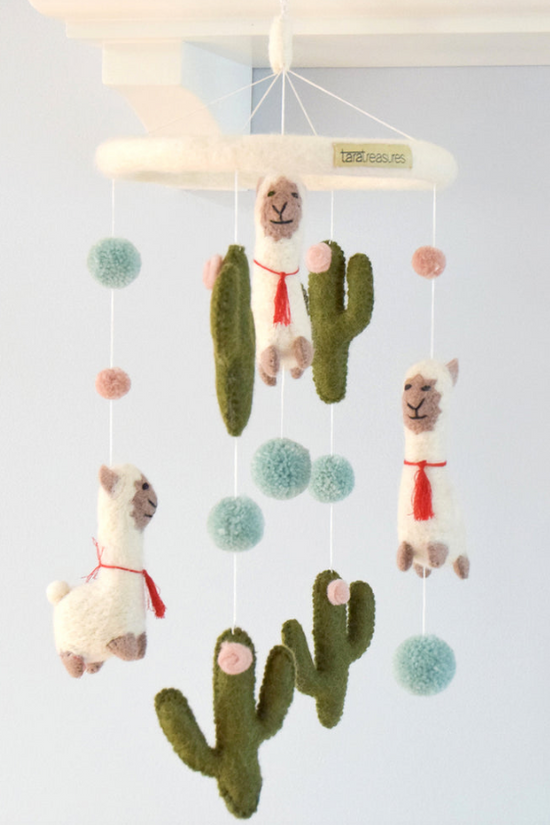 Handmade Felt Llama Mobile