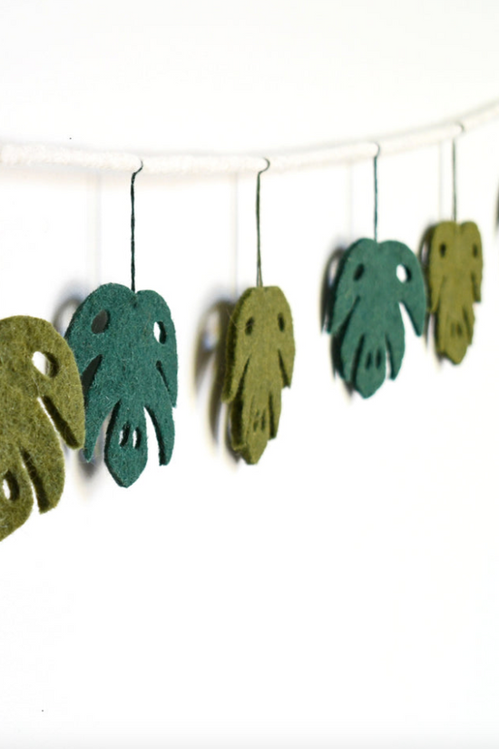 Handmade Felt Monstera Leaf Garland