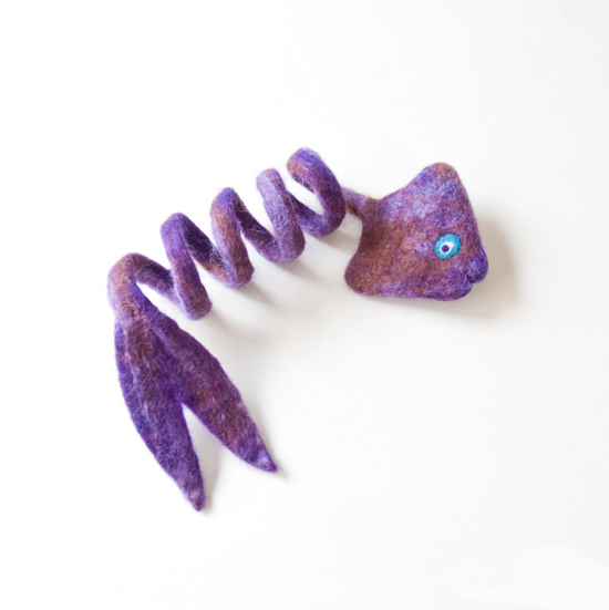 Fun Purple Fish Spring Pet Toy