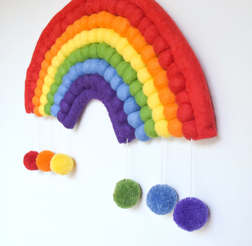 Rainbow Felt Ball Hanging