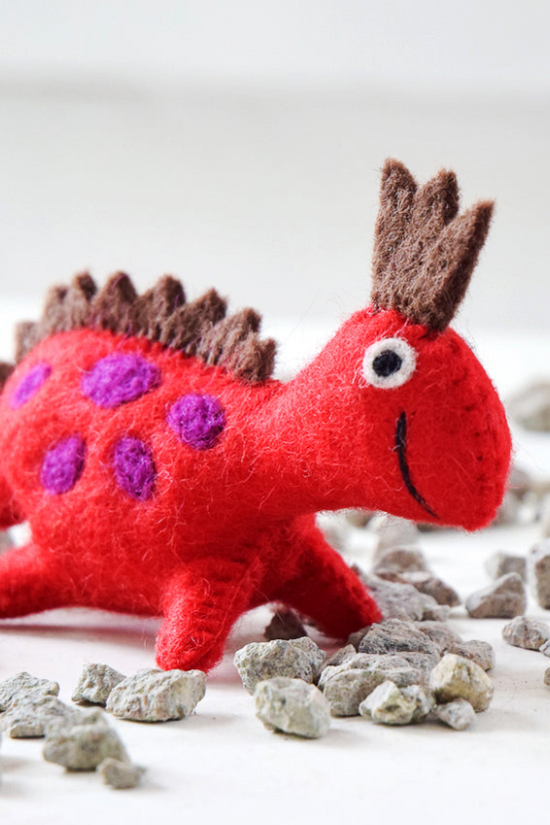 Cute Wool Felt Red Dinosaur
