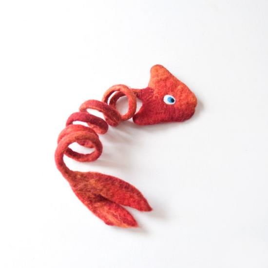 Bouncy Red Fish Spring Toy for Cats