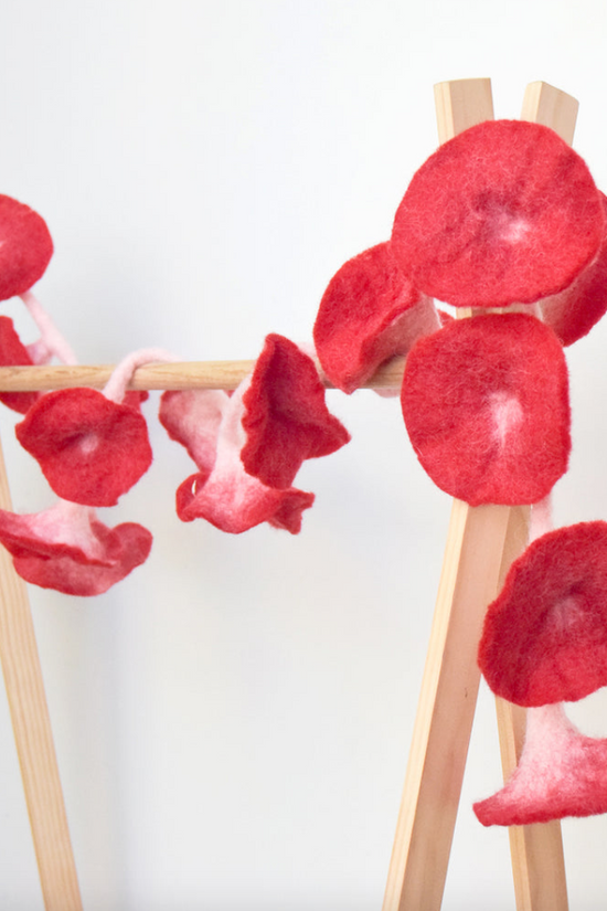 Red Felt Flower Garland