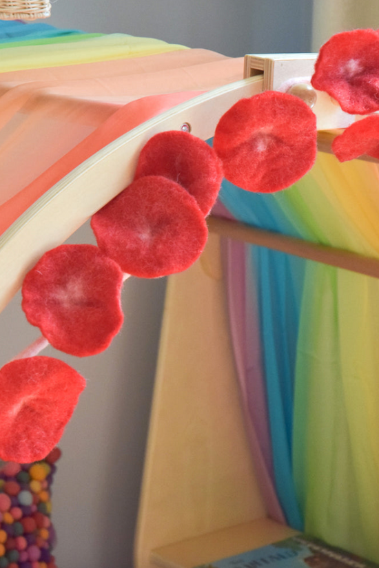 Felt Flower Garland in radiant Red