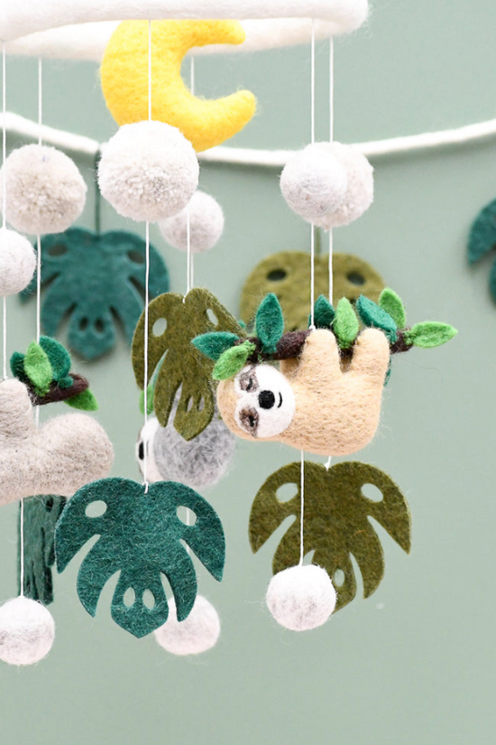 Wool Felt Sloth Nursery Mobile