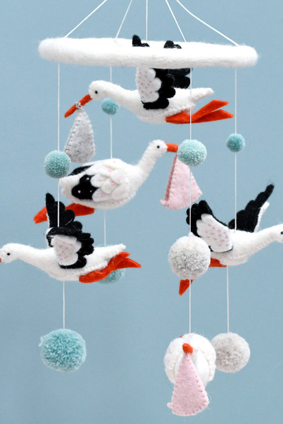 Felt Stork Mobile Decoration