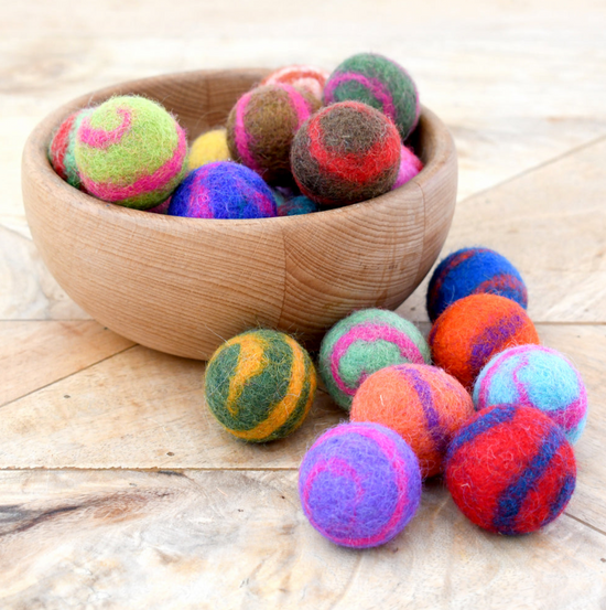 Handmade Felt Rainbow Swirly Balls