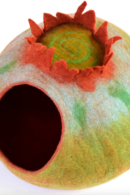 Wool Hand-Felted Volcano Cat Cave Toy