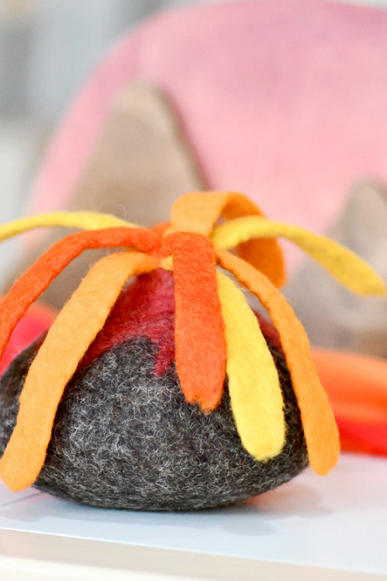 Handmade Felt Volcano Toy